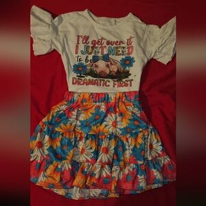 Colorful Floral Kids Skirt Set